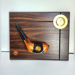 Jack Nicklaus Golden Bear Vintage Golf club Clock Wooden Display Plaque Award